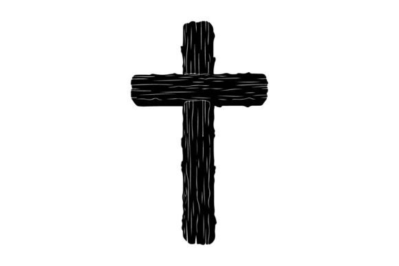 3d Black Wooden Cross Symbol Isolated on Graphics and Illustrations