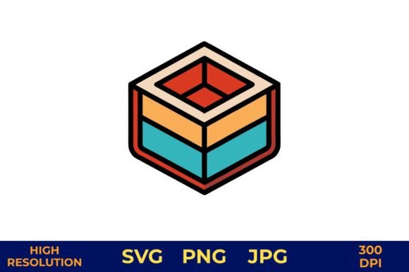 3D Cube Vector with Layered Gradient Graphics and Illustrations