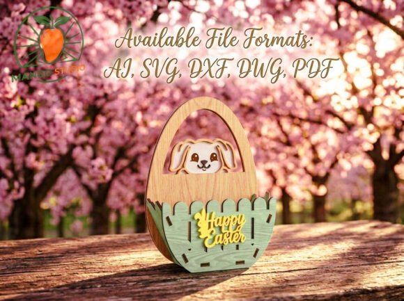 3D Easter Bunny Egg Basket 4mm Laser Cutting Spring Amp