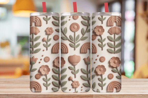 3D Embossed Boho Floral Tumbler Wrap Graphics for Tumbler Wraps