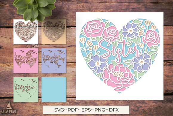 3D Floral Sister Heart SVG Layered Card Graphics and Crafts Review