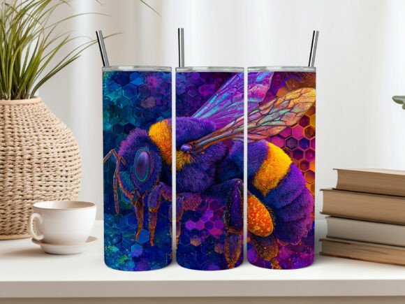 3D Flower Bee Honeycomb 20 Oz Skinny Graphics and Tumbler Wraps