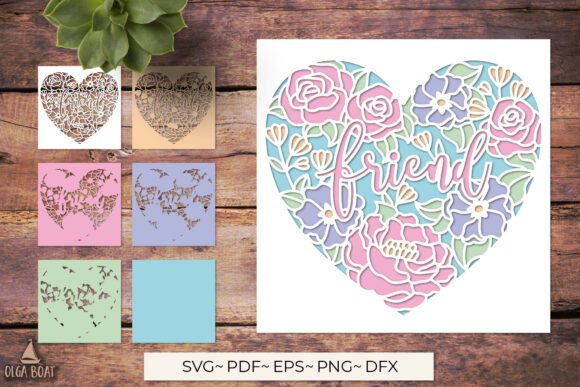3D Friend Floral Heart SVG Layered Card Graphics and Crafts Review