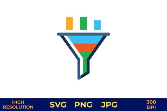 3D Funnel Chart with Vibrant Color Graphics and Illustrations