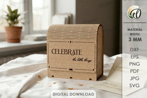 3D Gift Box Laser Cut. Celebrate SVG