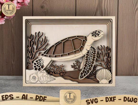 3D Ocean Shadow Box Laser Cut File Svg