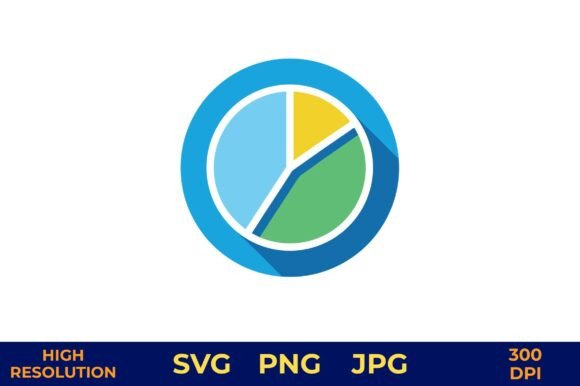 3D Pie Chart with Blue, Green, Yellow Graphics and Illustrations