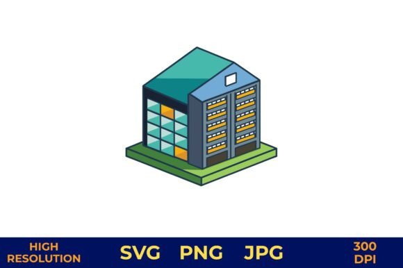 3D Server Rack Vector in Green and Blue Graphics