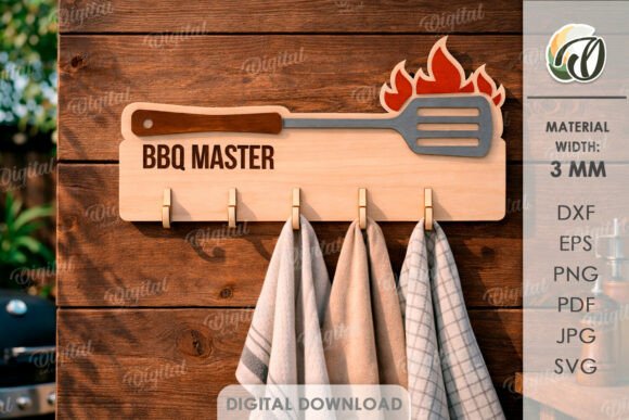 3D Summer Towel Rack Laser Cut. BBQ SVG