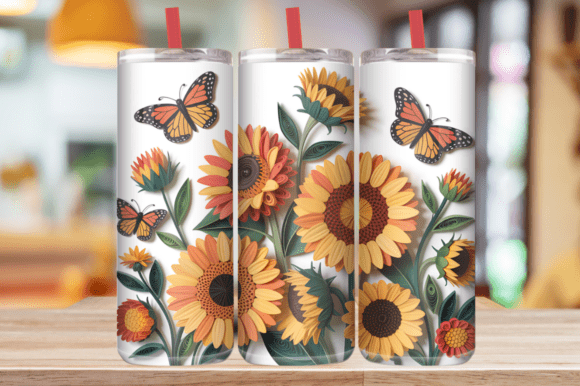 3D Sunflowers Butterflies Art Tumbler Graphics & Wraps Review