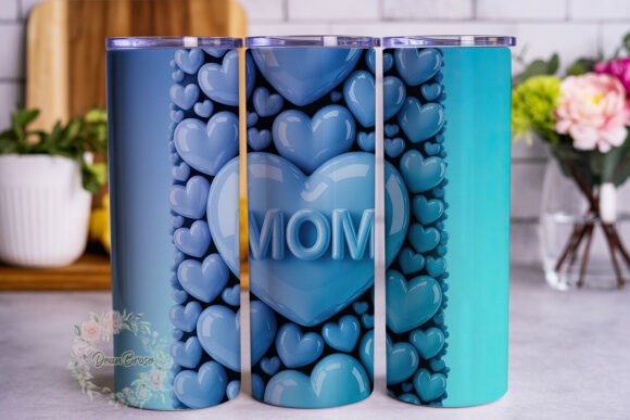 Blue 3D Hearts MOM 20oz Tumbler Wrap Graphics Review