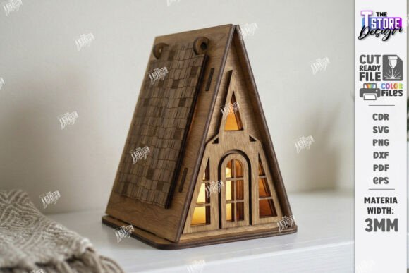Candle House Laser Cut Night Light SVG for Home Decor and Laser Cutting Projects