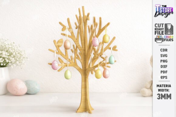 Easter Tree Laser Cut Easter Eggs SVG: A Playful Spring Graphic for Commercial Projects