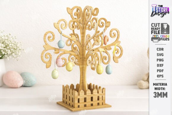 Easter Tree Laser Cut Table Decor SVG: A Spring Amp Graphic for Real Craft Projects