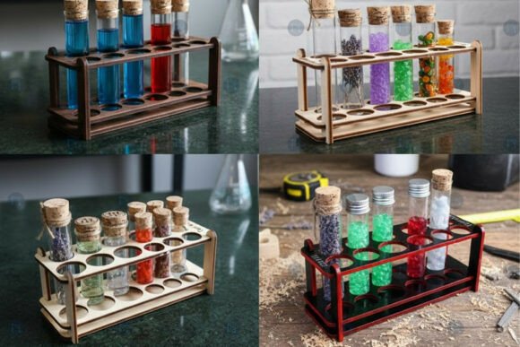 Laser Cut Test Tube Stand SVG Template for Home Decor