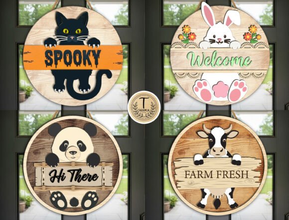 Layered Animal Door Hanger SVG Bundle: Laser Cutting Home Decor