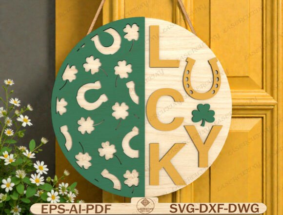 Lucky Horseshoe Round Sign SVG Graphics for Brand Identity