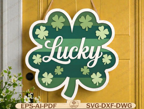 Lucky Shamrock Door Hanger SVG Graphics for Brand Identity