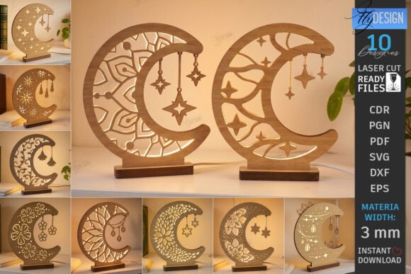 Moon Nightlight Lamp Laser Cut Bundle for Home Decor and Design