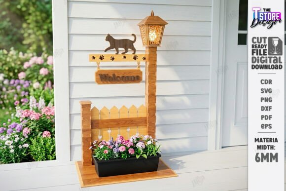 Outdoor Welcome Sign Planter Laser Cut for Home Decor Projects
