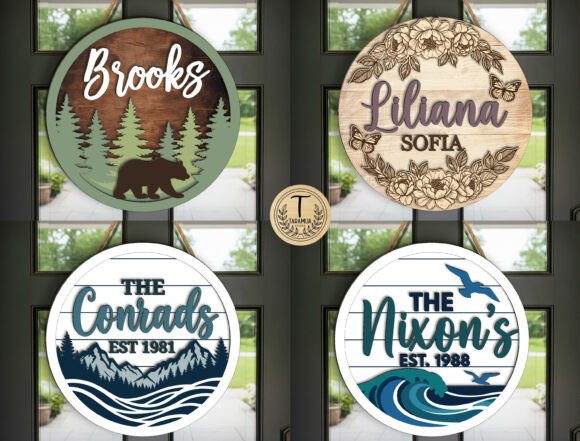 Personalized Family Name Sign SVG Bundle: Laser Cutting and Home Decor