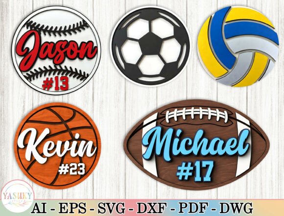 Personalized Sports Sign SVG Bundle: Laser Cutting & Other Celebrations