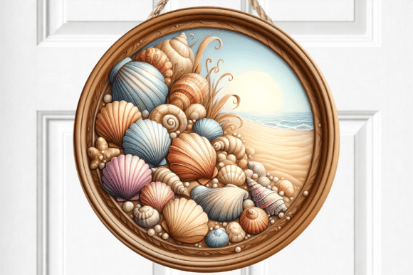 Seashell Beach Shore 3D Round Door Sign Graphics and Crafts