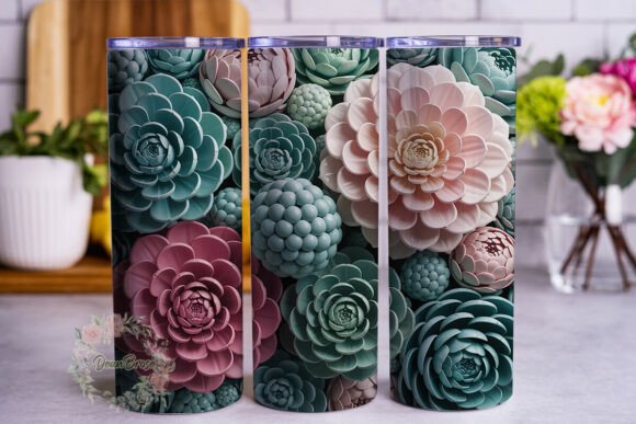 Teal Blush 3D Floral 20oz Tumbler Wrap Graphics Review