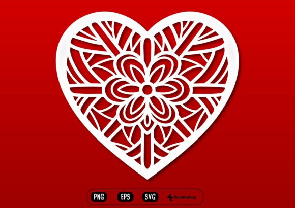 Valentine Heart Mandala Outline SVG Graphics and Illustrations