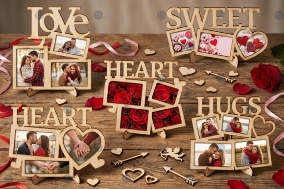 Valentine Photo Frame SVG Bundle for Laser Cutting