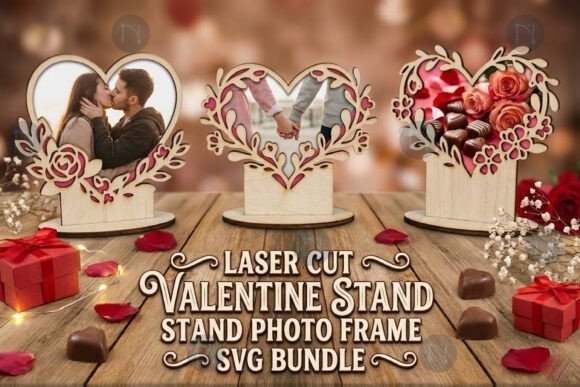 Valentine Stand Photo Frame SVG Bundle: Laser Cutting and Valentine S Day