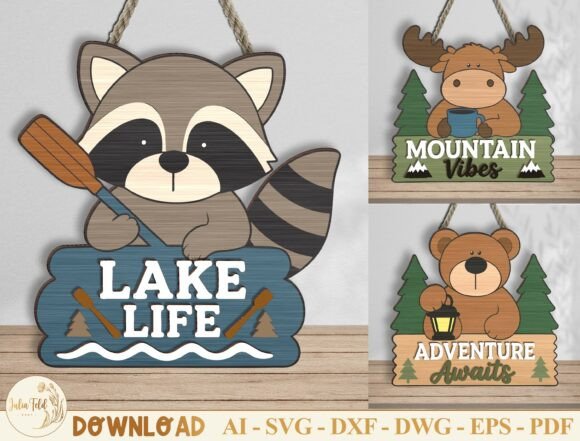 Woodland Animal Door Hanger SVG Bundle for Laser Cutting & Home Decor